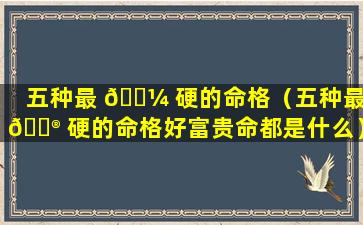 五种最 🌼 硬的命格（五种最 💮 硬的命格好富贵命都是什么）